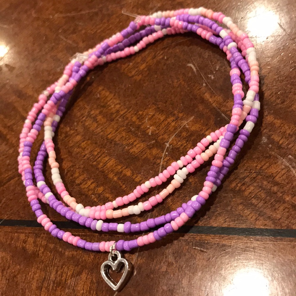 Pink and purple anklet set
